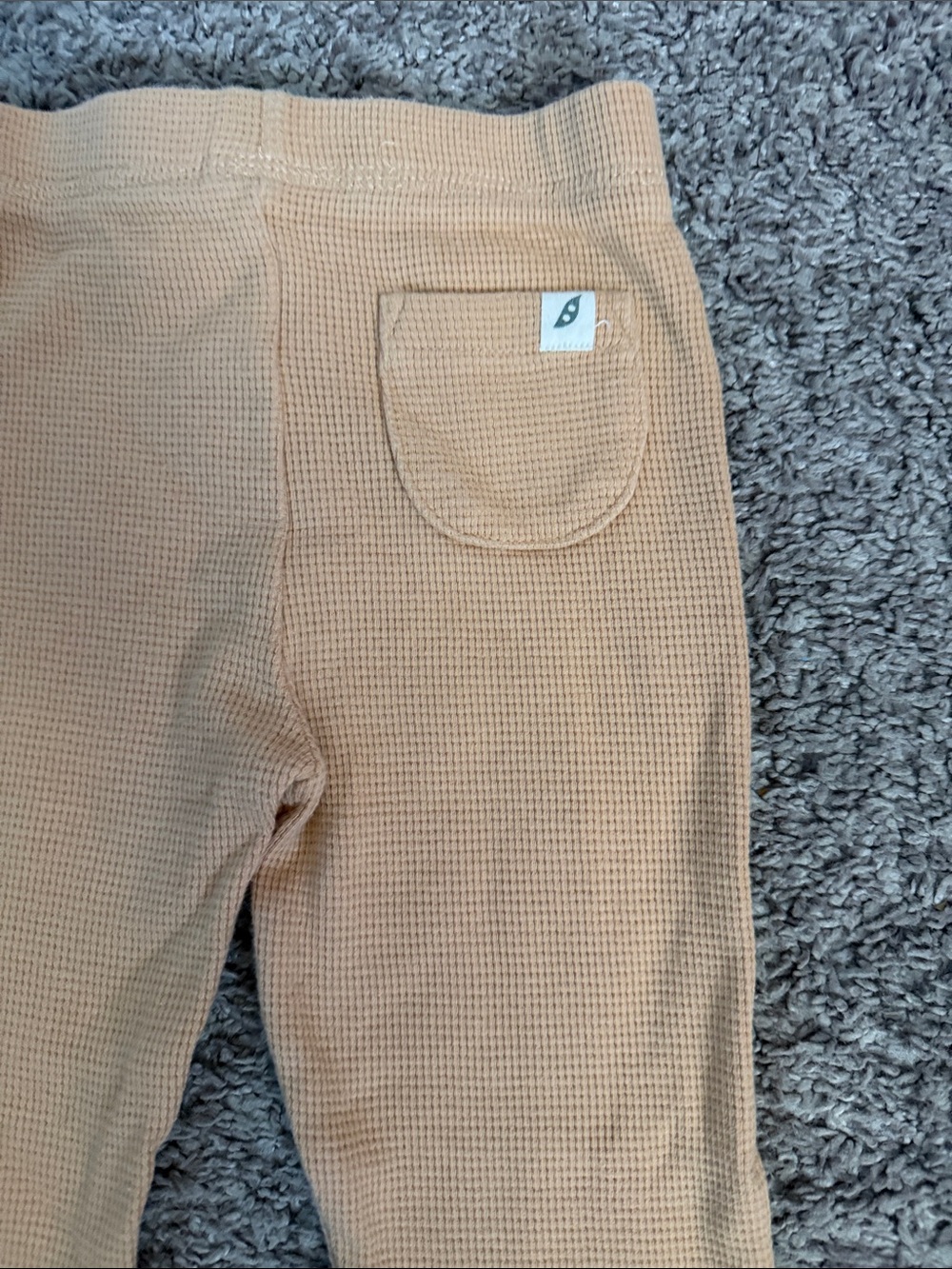 Kids Ribbed Knit Leggings with Button Detail — Beige - Picture 4 of 4